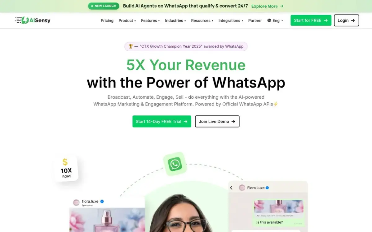 AiSensy homepage